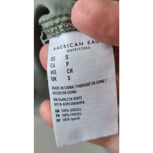 American‎ Eagle Outfitters Women Shirt Small Boyfriend Fit Military Grunge Green - Picture 10 of 13
